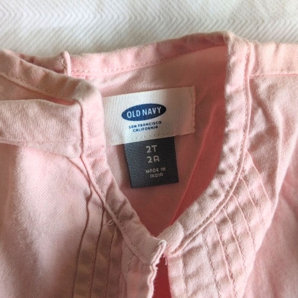 old navy pastel pink cotton twill pintuck a-line dress 2T toddler girls - Picture 3 of 7